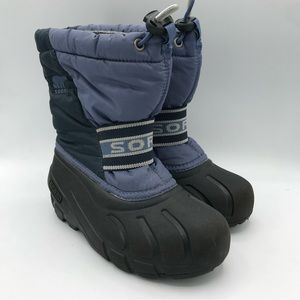 Sorel Size 12 Youth Cub Winter Snow Boots Blue Black Colorblock Pac Waterproof